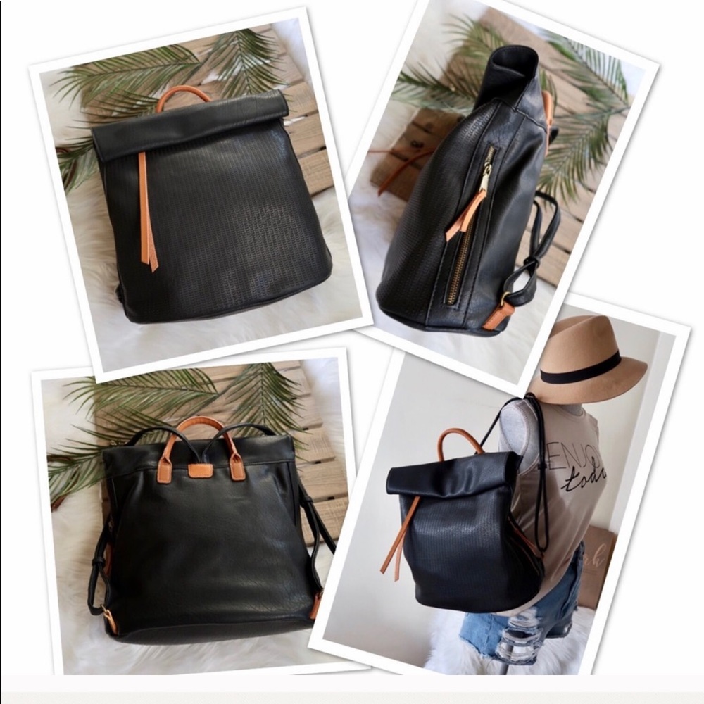 Black rollover backpack